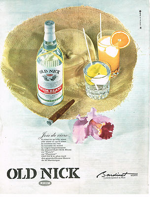 REKLAME WERBUNG 014 1965 OLD NICK BARDINET rhum blanc