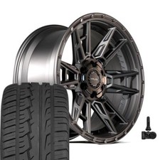 4play 4ps20 20x9 6 Lug Black Wheels W27555r20 Tires Set4