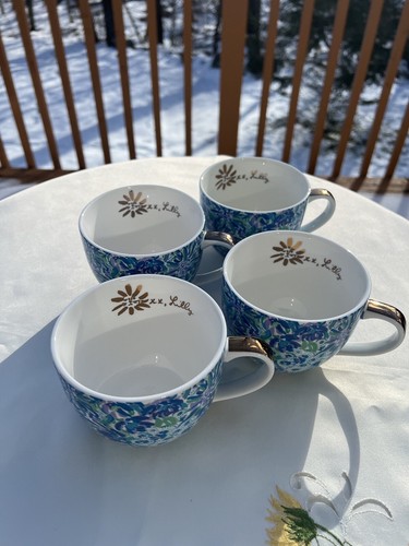 Juego de tazas de té taza de café Lilly Pulitzer Lion (4) tono dorado estampado firmado - Imagen 8 de 18