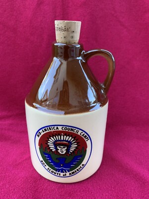 Stoneware Small Mini Boy Scouts Mid-America Council Camps Miniature Jug Bottle