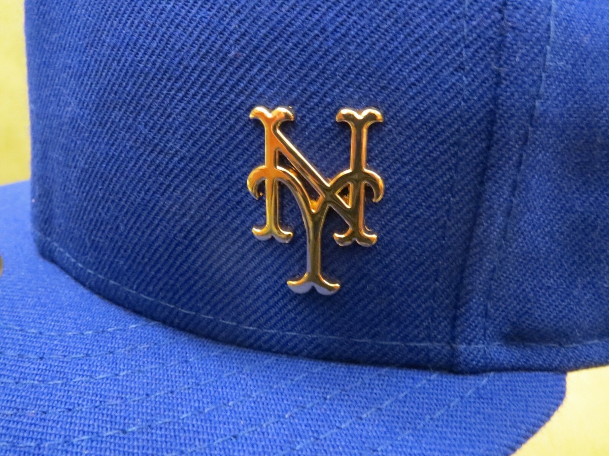 The Cap別注　NEWERA 59FIFTY 7 3/8 NY Mets New Era NY Mets Blue Fitted Hat, Mini Gold Logo Off-center, Size 7