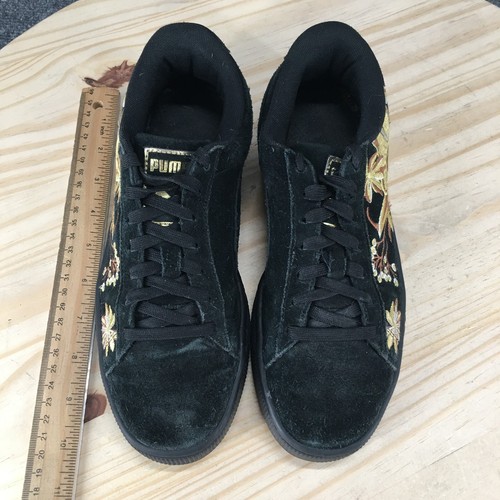 Puma Shoes Womens 8.5 Hyper EMB Casual Sneakers Black Suede Floral 36813702 - Picture 6 of 17