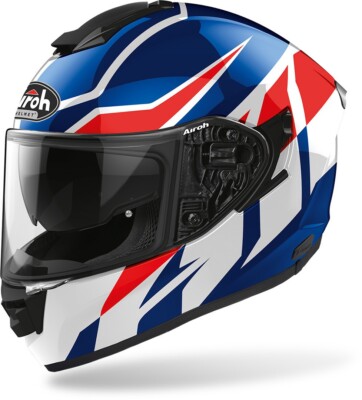 AIROH ST.501 FROST BLUE/RED FIBER FULL FACE MOTORCYCLE HELMET SIZE XS DOUBLE VISOR