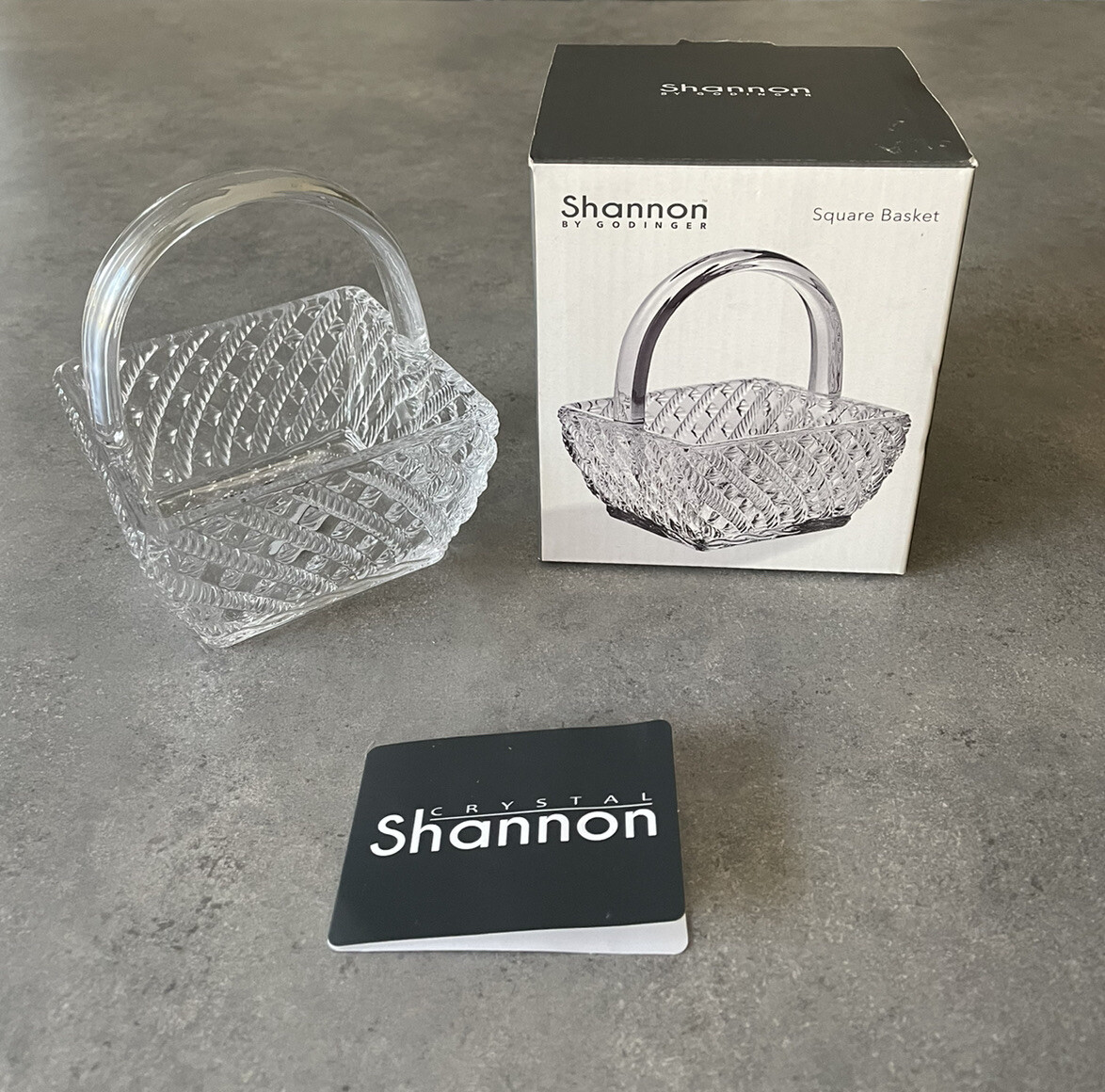 Shannon+By+Godinger+Crystal+Square+Basket+With+Handle+Clear+Glass+4-1 ...