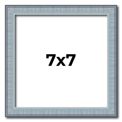 7x7 Frame Blue Scuffed Farm Board Solid Wood Picture Frame Width 0.75 Inches | I