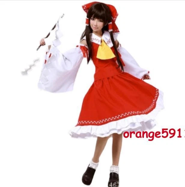 Anime Touhou Project Hakurei Reimu Cosplay Costume Halloween Party Dress Suit - Image 4 of 4