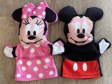 Disney Mickey Minnie Hand Puppets Soft Velour Plush Set of 2 Imaginative Play