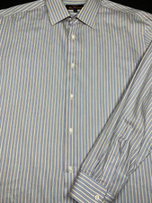 Ben Sherman Mens Button Front Long Sleeve Multi Stripe Cotton Shirt L 16 32/33