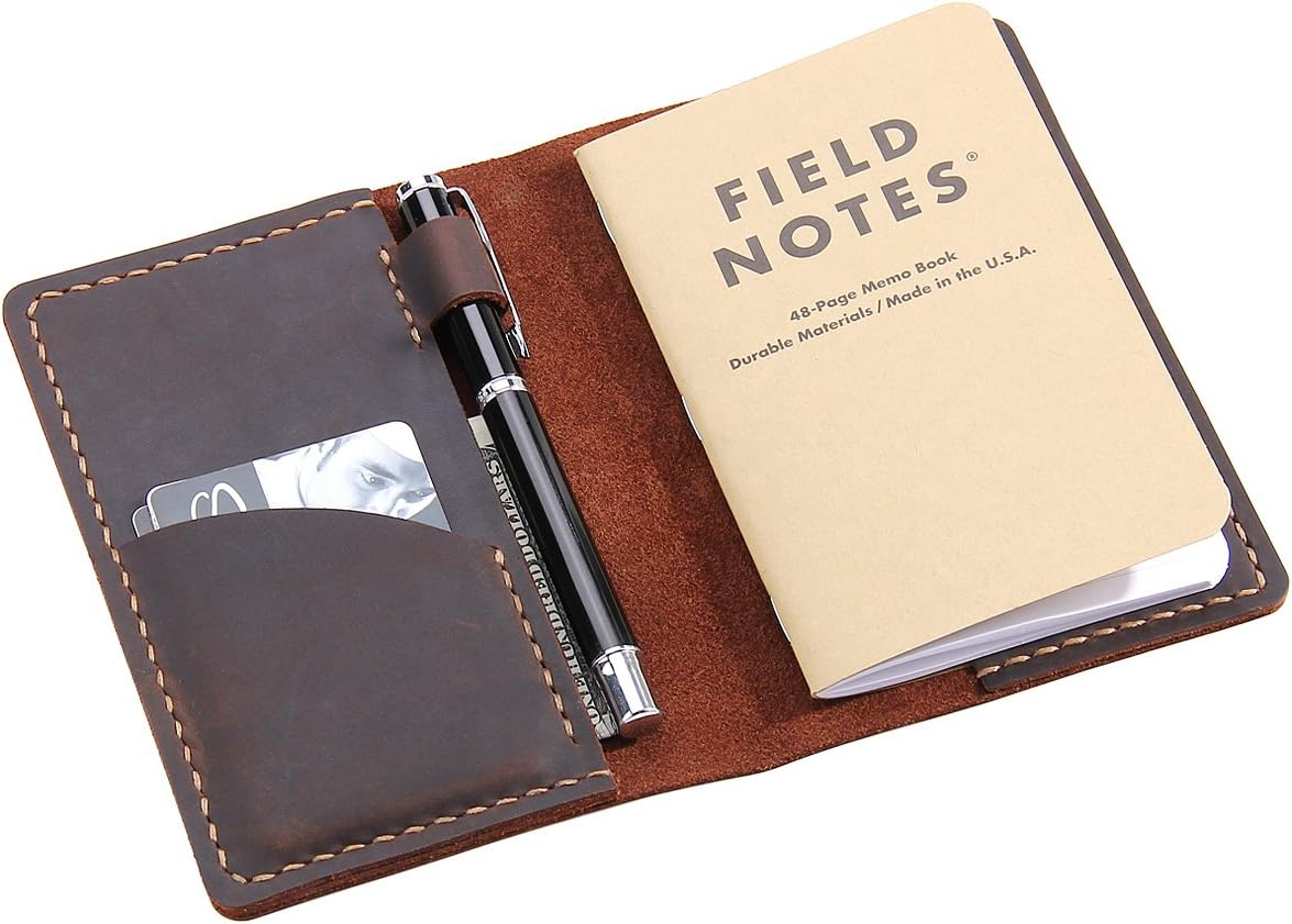 Leather Journal Cover for Field Notes, Notebook Cover for Moleskine Cahier, Hand