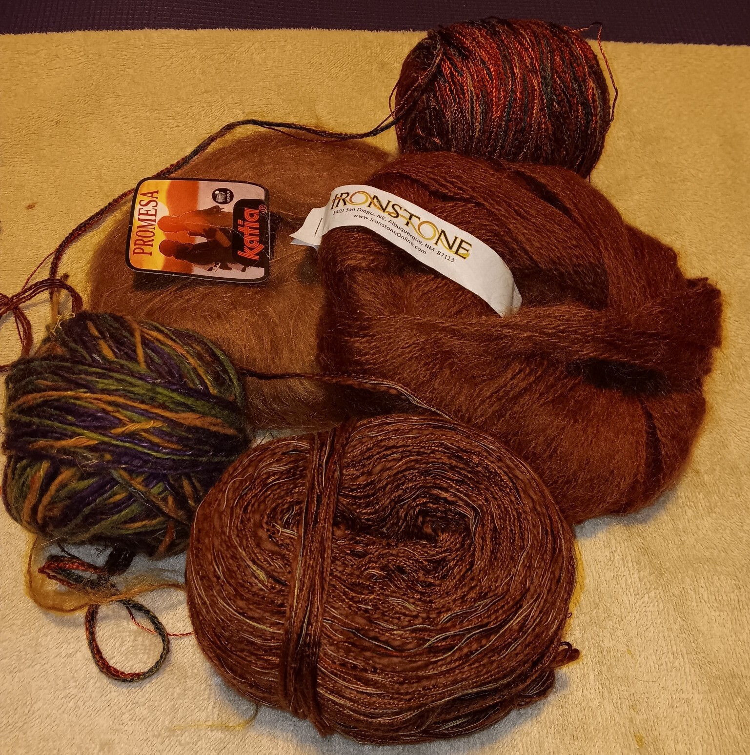 Boutique Mohair Blend Yarn Katia Ironstone Rust Gold Multi Thread Silk