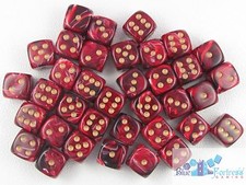 CHESSEX vortex 12mm SET OF 36 D6 BURGANDY WITH GOLD DICE FOR MTG WARHAMMER