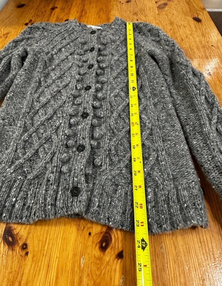 Cárdigan Crewcuts Tejido con Cable Niña Gris Talla 14 Mezcla de Lana *Agujeros Foto 3 de 4