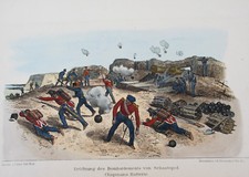 CHAPMANNS BATTERY KRIM-KRIEG RUSSLAND  SEBASTOPOL TRENTSENSKY color. LITHO 1855