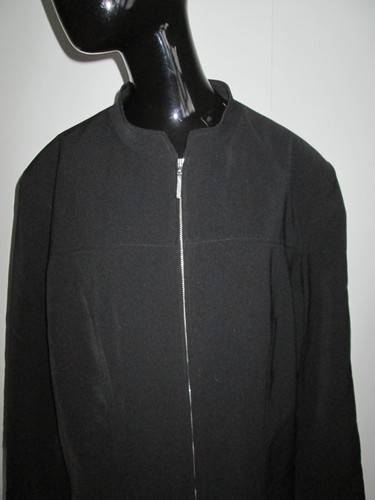 NWT LOUBEN Woman Size 16 RIch Black Polyester Full Zipped Lined Jacket - Picture 2 of 8