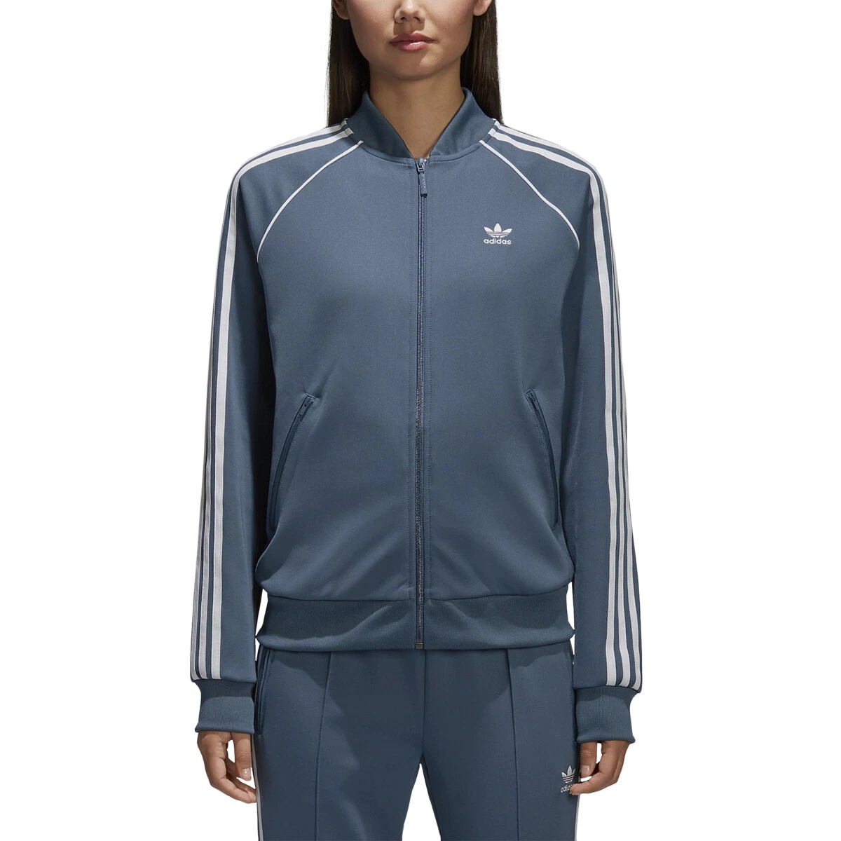 Adidas Originals Superstar Women s Track Top Dark Steeel White ce2394