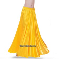 TMS Gelber Satin-Vollkreisrock für Bauchtanz, Tribal, Jupe, Rock, Flamenco,...