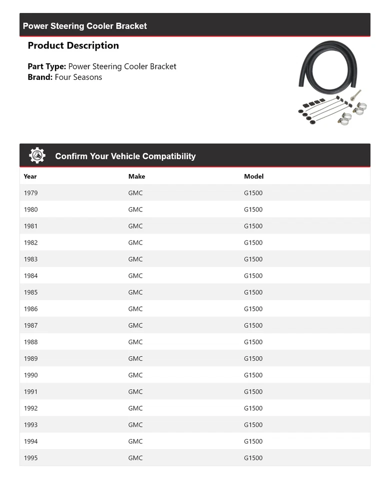 For 1979-1995 GMC G1500 Power Steering Cooler Bracket 4 Seasons 1980 1981 1982 - Image 2 of 4