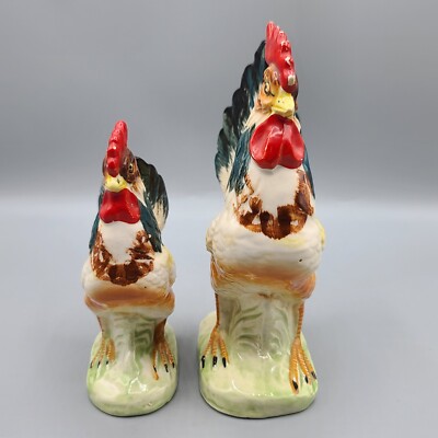 Ceramic Glazed Pair of Roosters Set Of 2 | eBay