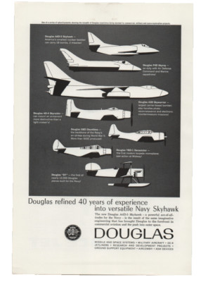 Vintage Douglas Aircraft Print Ad 1960s US Navy Jets Skyhawk Skyray Dauntless DT