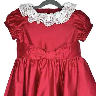 American Girl Janie And Jack Dress Red Satin Lace Occasion Choose Your Size  | eBay