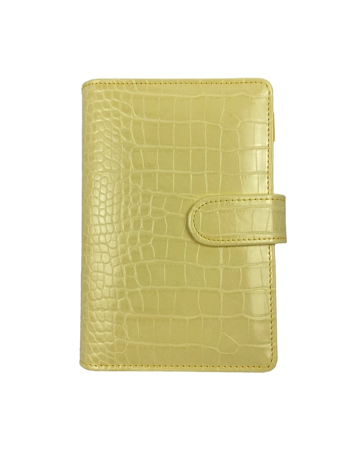 MARKENLOS Budget Planer A6 PU Leder in Edler Krokodil Optik mit Zubehör Gelb