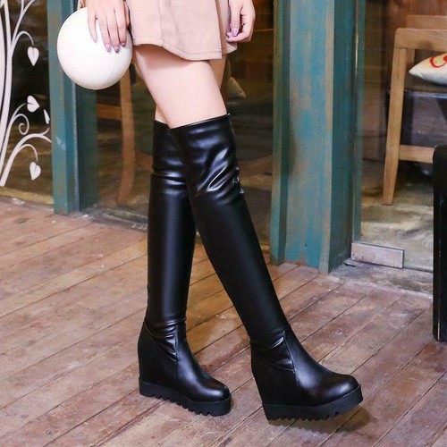thigh high platform wedge boots