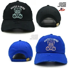 Hustle and Grind Dad Cap New Distressed Embroidery  Dad Hat Fashion