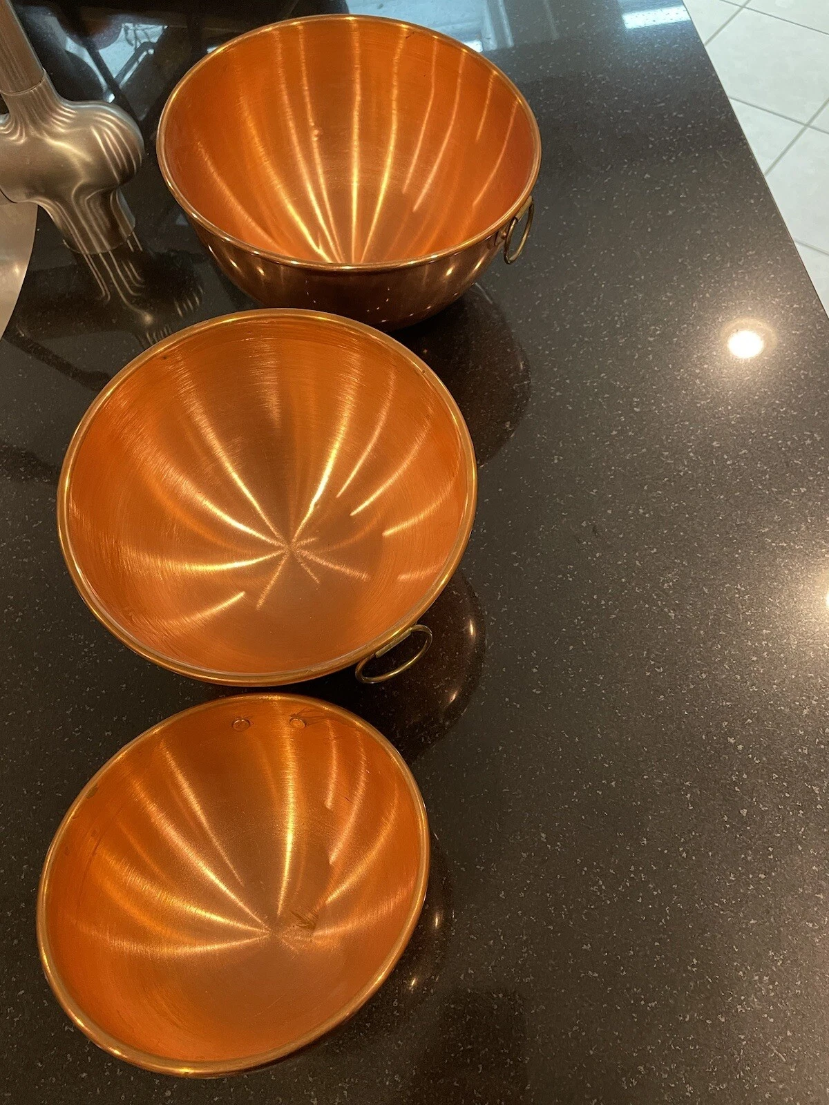 Solid Copper Mixing Bowls Set of 3