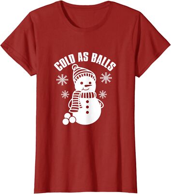 Snowman Cold As Balls Funny Christmas Xmas Snowballs Ladies' Crewneck T-Shirt
