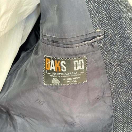 DAKS Navy Blue Herringbone Tweed Country Wear Blazer Sports Jacket 48L - Picture 6 of 10