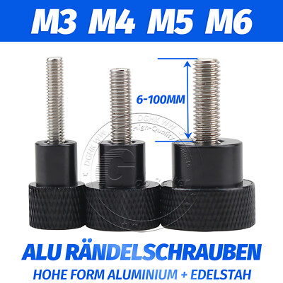 M3 M4 M5 M6 Rändelschrauben Hohe Form Aluminium & Edelstah Rändelschraube