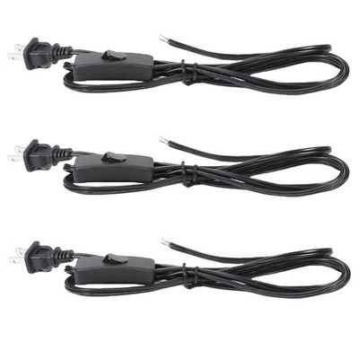 Black Lamp Cord,6 Feet Lamp Cord with Button Switch for Wiring Lamp Repair Fi...