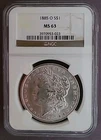 1885-0 MS63 NGC Morgan Silver Dollar $1.00: Unc. 90% Silver