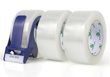 3 Rolls Clear Packing Tape Dispenser 1.88 Inch x 110 Yards Industrial