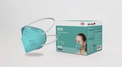 BYD CARE N95  CASE of 20  PCS Foldable Respirator Masks Individually Sealed