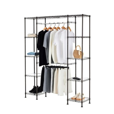 Expandable Metal Closet Organizer Storage Rack Wardrobe Hanging Closet