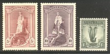 AUSTRALIA #175a, 177-78 Mint - 1938-41 1sh - 10sh Issues ($65)