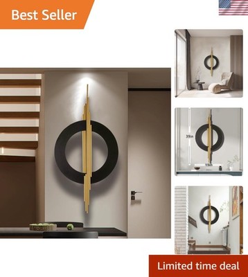 Art Deco 3D Metal Wall Sculpture in Black and Gold - Perfect for Living Spaces