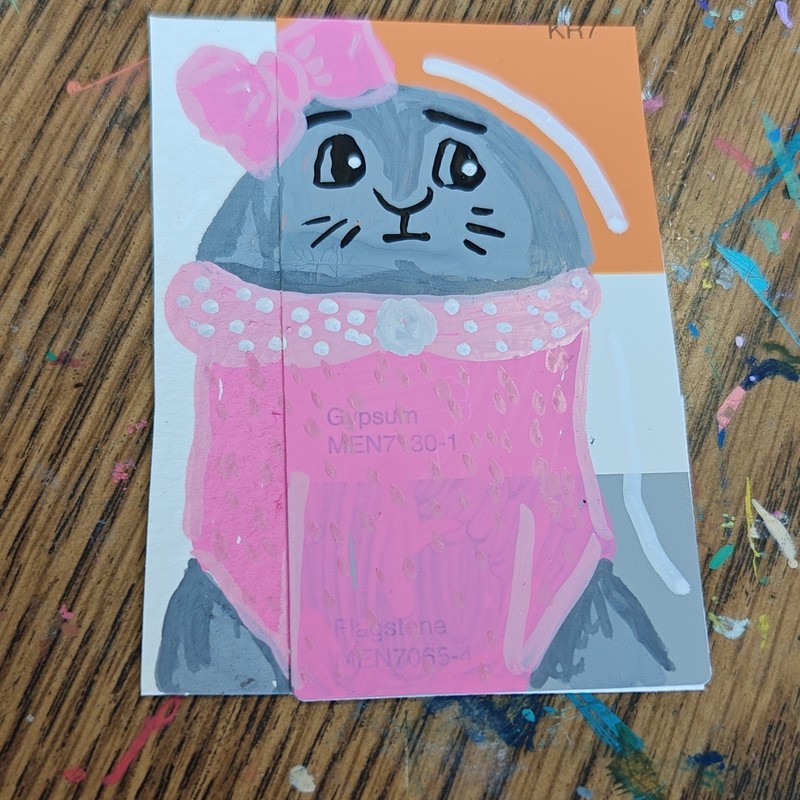 miniature seal painting on paper contemporary art small ACEO by Emily Meinert 