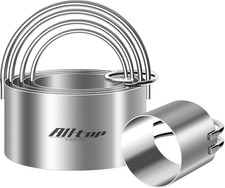 5-Piece Stainless Steel Biscuit Cutter Set with Handle Round Cookie Cutters