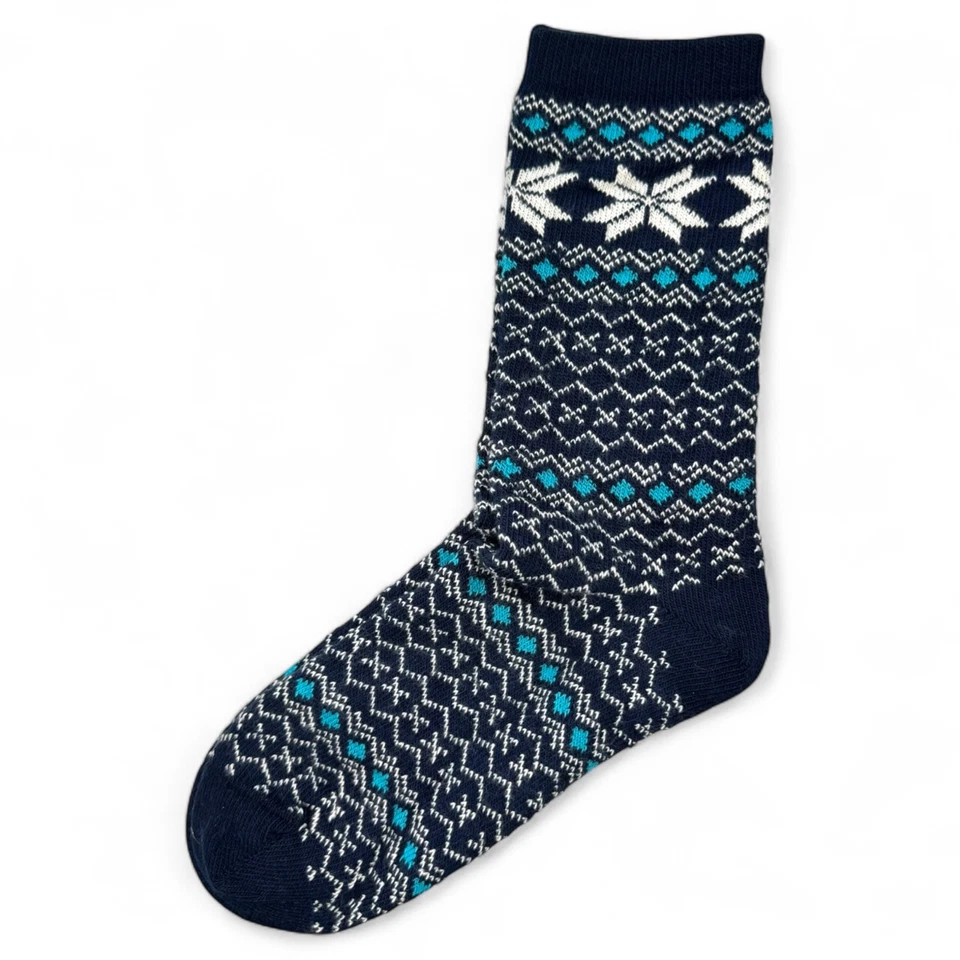 Calcetines bota media pantorrilla No Nonsense Fair Isle copos de nieve talla 4-10 azul marino Foto 2 de 4