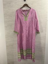 Oscar de la Renta Pink Label Pink and Green Long Sleeve Maxi Dress