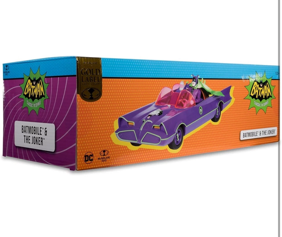 McFarlane Toys - DC Retro Batmobile & The Joker (Batman 66') 2pk, Gold SEALED - Image 2 of 4