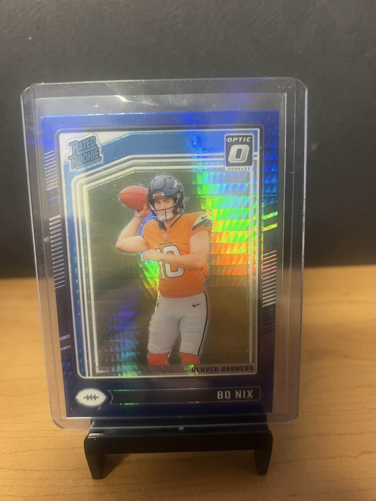 2024 Panini Donruss Optic Bo Nix #209 Blue Hyper Prizm Rated Rookie RC