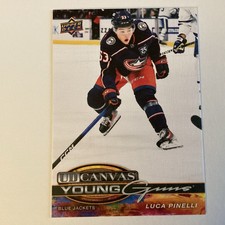 2025-26 Upper Deck Luca Pinelli Young Guns Canvas Rookie #C-386 Blue Jackets