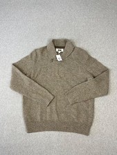 Joseph Abboud Sweater Mens L Brown Shawl Collar Wool Blend Tight Knit NWT