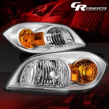 PAIR OF CHROME HOUSING AMBER CORNER HEADLIGHT/LAMPS LH+RH FOR 05-10 CHEVY COBALT
