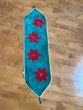 Vintage Christmas Holiday Table Runner Holly Green Red sz 14x54