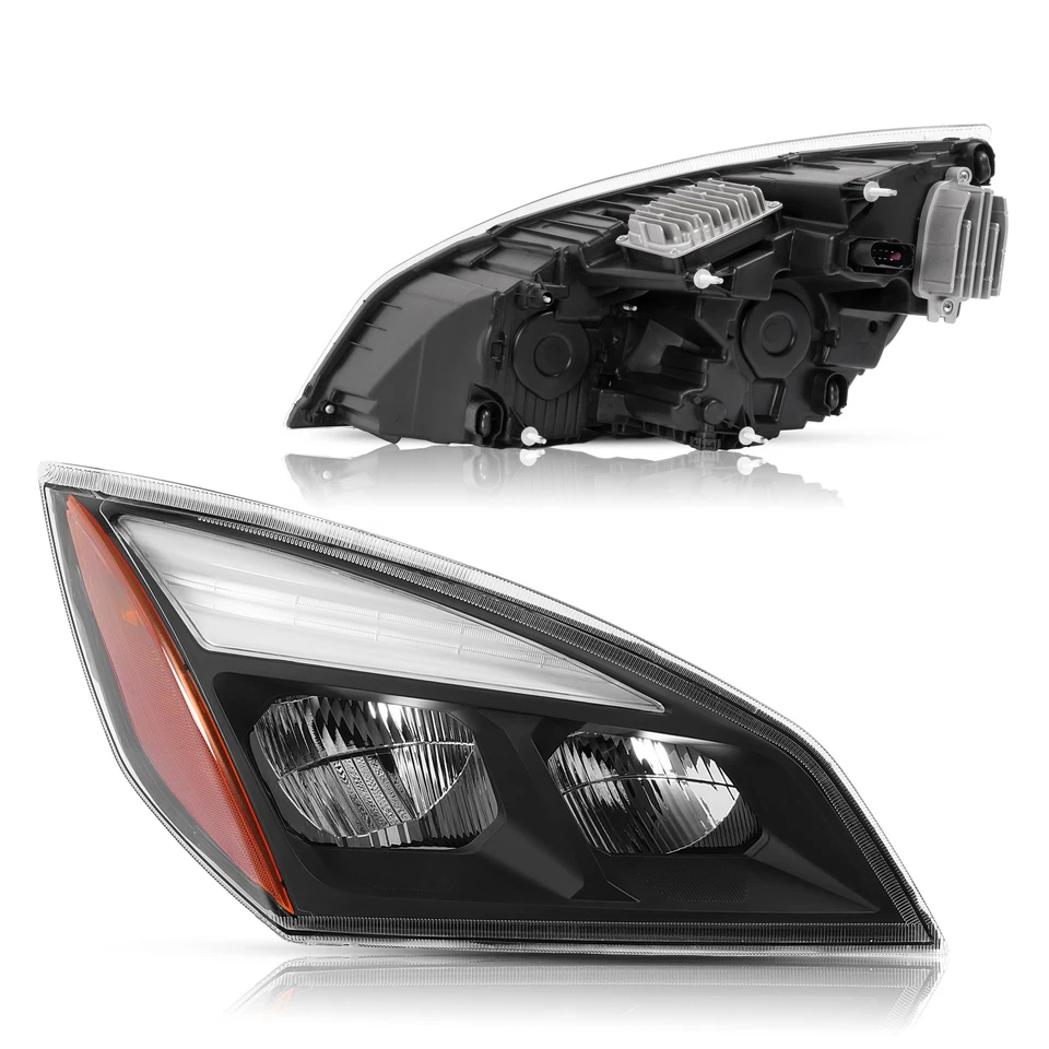 Pair For Freightliner Cascadia 2018-2025 Full LED Black Headlights Headlamps - Image 2 of 4