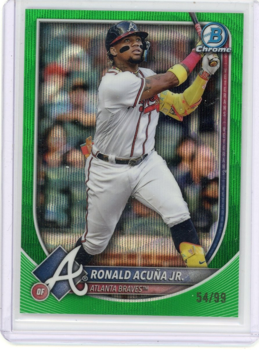 Ronald Acuna Jr. 2025 Bowman Chrome Green Wave Refractor /99 #13 Atlanta Braves